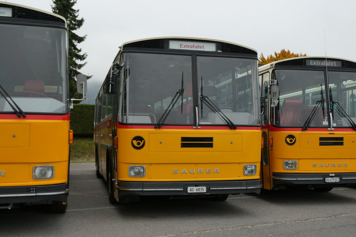 (281'345) - Gautschi, Suhr - AG 6835 - Saurer/T�scher (ex L�tscher, Neuheim Nr. 200/PID 2525; ex Cartek, Regensdorf; ex P 25'822) am 12. Oktober 2025 in Schwarzenberg, R�ssli 