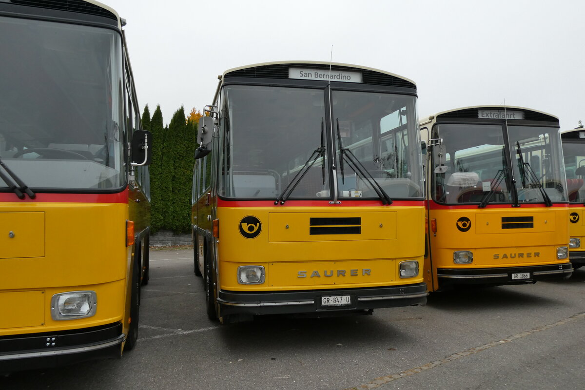 (281'352) - L�tscher, Haldenstein - GR 847 U - Saurer/T�scher (ex Overney, Bern; ex Autopostale, Croglio PID 3158; ex Monti, Cademario Nr. 10; ex PostAuto Graub�nden; ex Frigg, Zernez; ex P 24'403) am 12. Oktober 2025 in Schwarzenberg, R�ssli