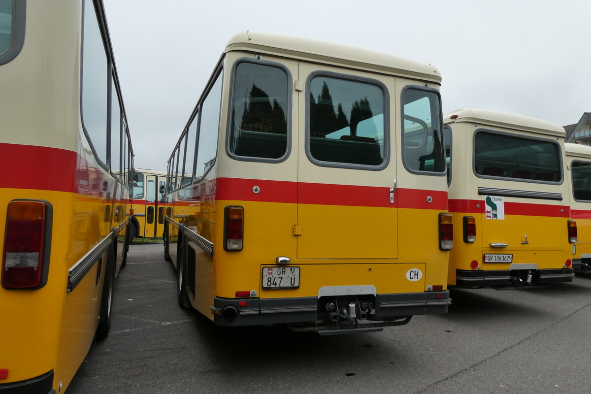 (281'365) - L�tscher, Haldenstein - GR 847 U - Saurer/T�scher (ex Overney, Bern; ex Autopostale, Croglio PID 3158; ex Monti, Cademario Nr. 10; ex PostAuto Graub�nden; ex Frigg, Zernez; ex P 24'403) am 12. Oktober 2025 in Schwarzenberg, R�ssli