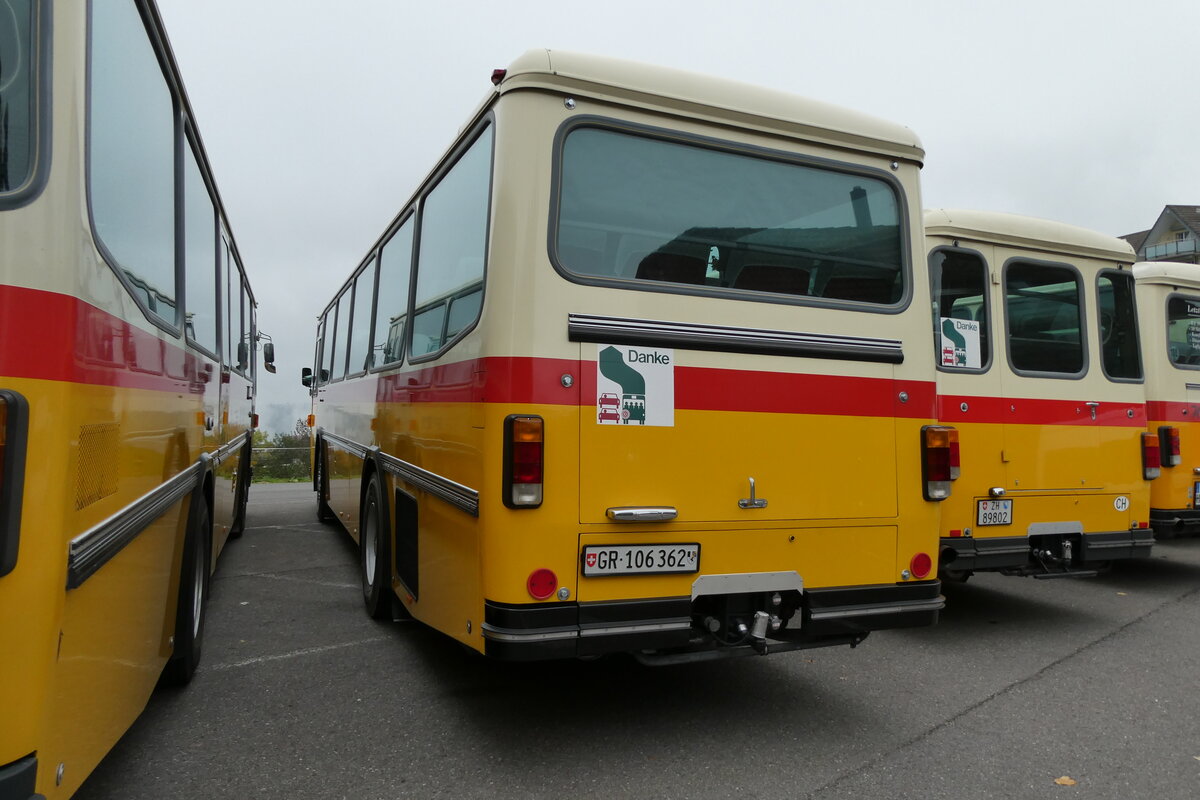 (281'366) - Ackermann, Landquart - GR 106'362 - Saurer/R&J (ex F�ssler, Unteriberg; ex Sch�rch, Gutenburg Nr. 6; ex P 24'358/PID 3219) am 12. Oktober 2025 in Schwarzenberg, R�ssli