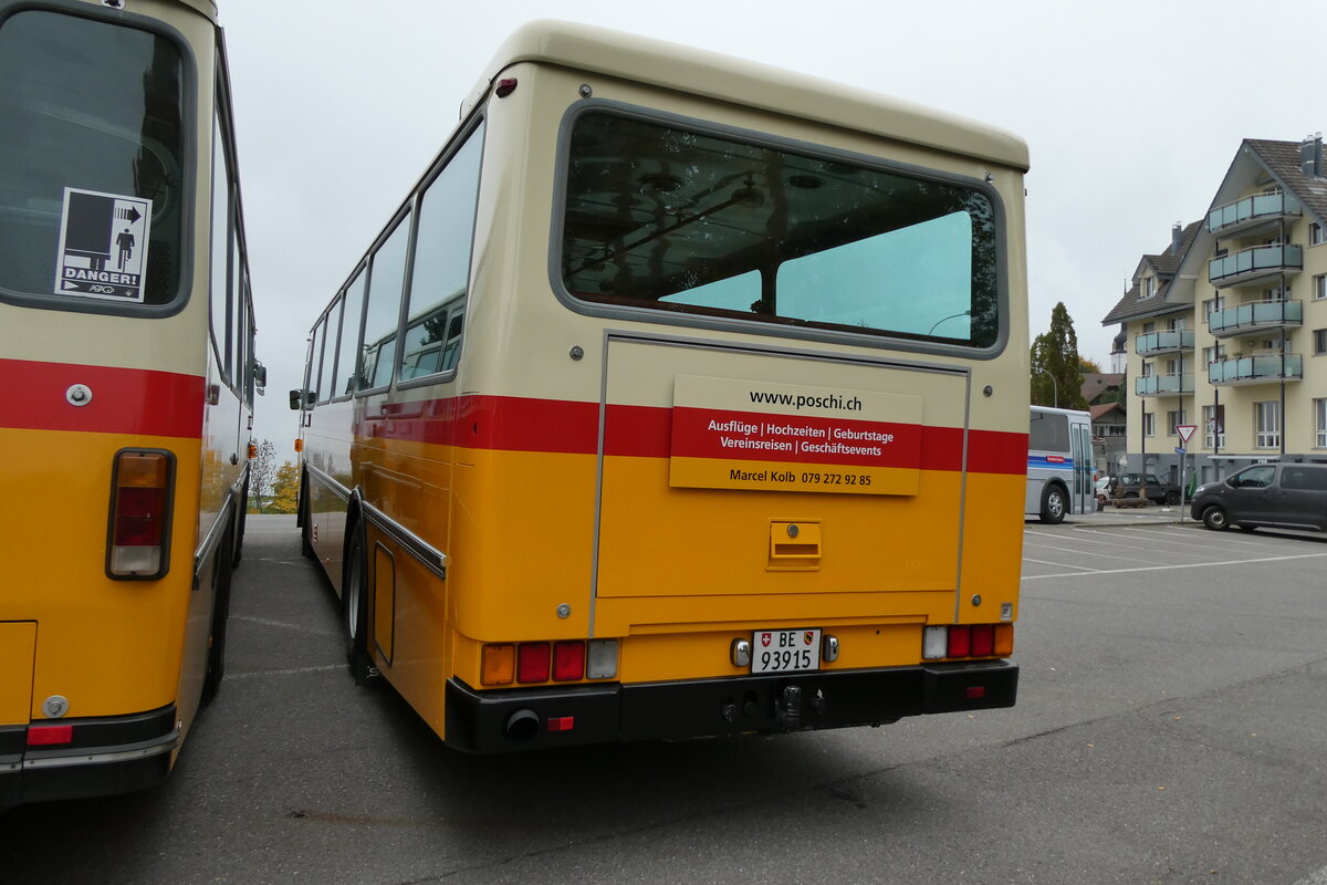 (281'376) - Kolb, Grasswil - Nr. 3/BE 93'915 - Saurer/R&J (ex Schmocker, Stechelberg Nr. 3/PID 2409; ex Schmocker, Stechelberg Nr. 1; ex Gertsch, Stechelberg Nr. 1) am 12. Oktober 2025 in Schwarzenberg, R�ssli