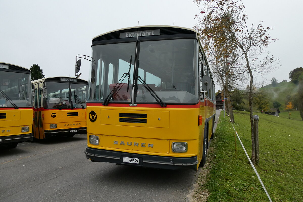 (281'380) - Huber, Oberkirch - LU 49'699 - Saurer/R&J (ex Frigg, Zernez; ex P 24'283) am 12. Oktober 2025 in Schwarzenberg, R�ssli