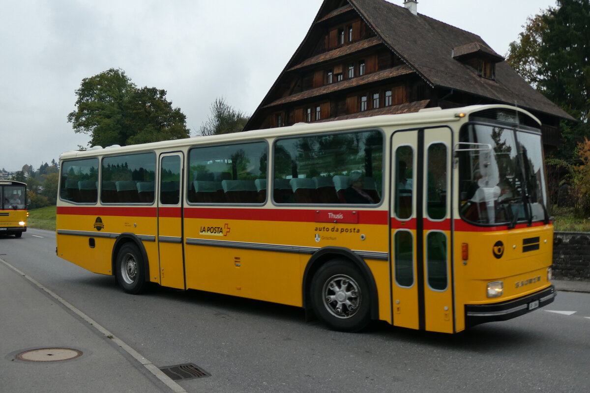 (281'401) - Gaudenz, Andeer - GR 1866 - Saurer/R&J (ex Mark, Andeer PID 2824; ex PostAuto Graub�nden; ex P 24'350) am 12. Oktober 2025 in Hellb�hl, Luzernstrasse