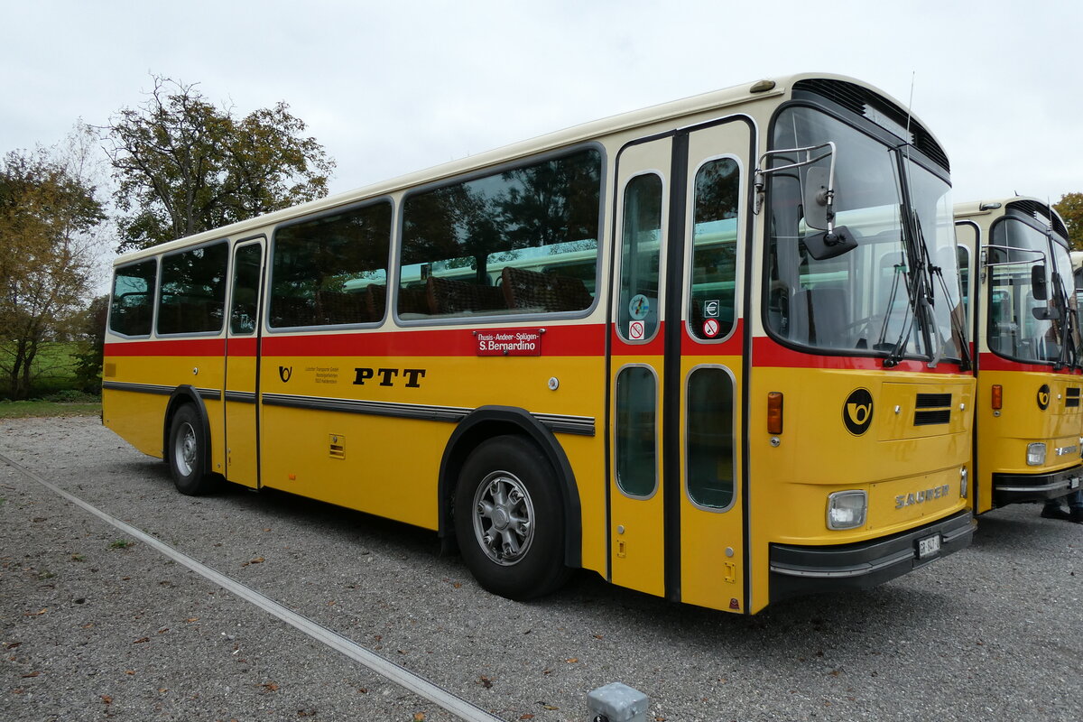 (281'415) - L�tscher, Haldenstein - GR 847 U - Saurer/T�scher (ex Overney, Bern; ex Autopostale, Croglio PID 3158; ex Monti, Cademario Nr. 10; ex PostAuto Graub�nden; ex Frigg, Zernez; ex P 24'403) am 12. Oktober 2025 in Hitzkirch, Interkantonale Polizeischule