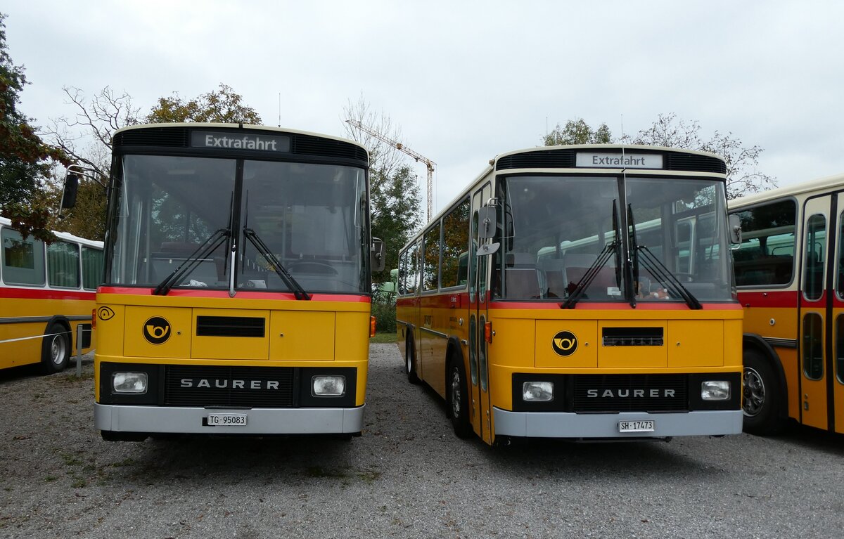 (281'427) - Oldtimer Club Saurer, Arbon - TG 95'083 - Saurer/T�scher (ex Schwizer, Goldach Nr. 2) + Ruklic, Schaffhausen - SH 17'473 - Saurer/T�scher (ex Schett, Sargans PID 2762) am 12. Oktober 2025 in Hitzkirch, Interkantonale Polizeischule