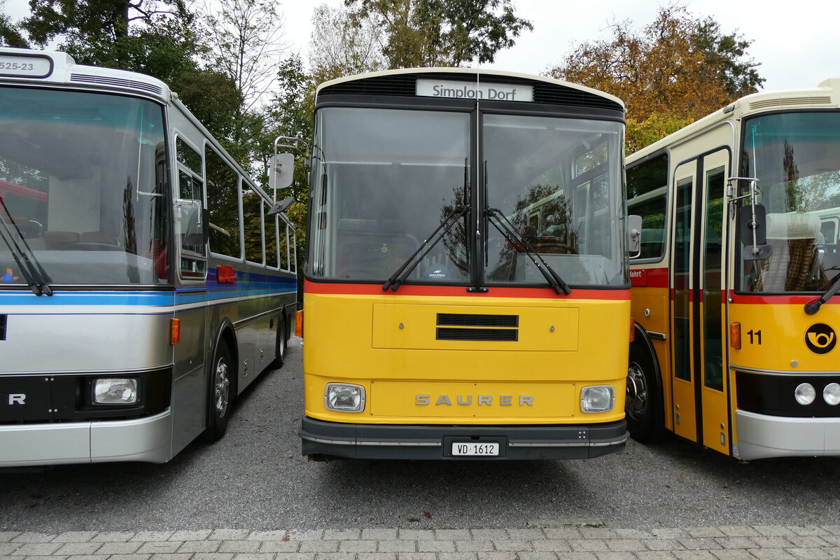 (281'439) - Riviera Carburant Lavage, St-L�gier - VD 1612 - Saurer/R&J (ex Fischer, D-Weilheim; ex ZVB Zug Nr. 141; ex ZVB Zug Nr. 41; ex P 24'354) am 12. Oktober 2025 in Hitzkirch, Interkantonale Polizeischule