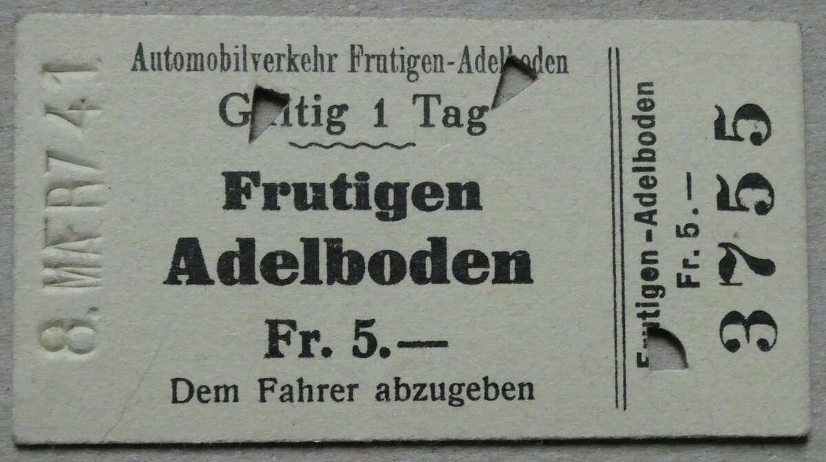 (281'572) - AFA-Einzelbillet vom 8. M�rz 1941 am 17. Oktober 2025 in Thun