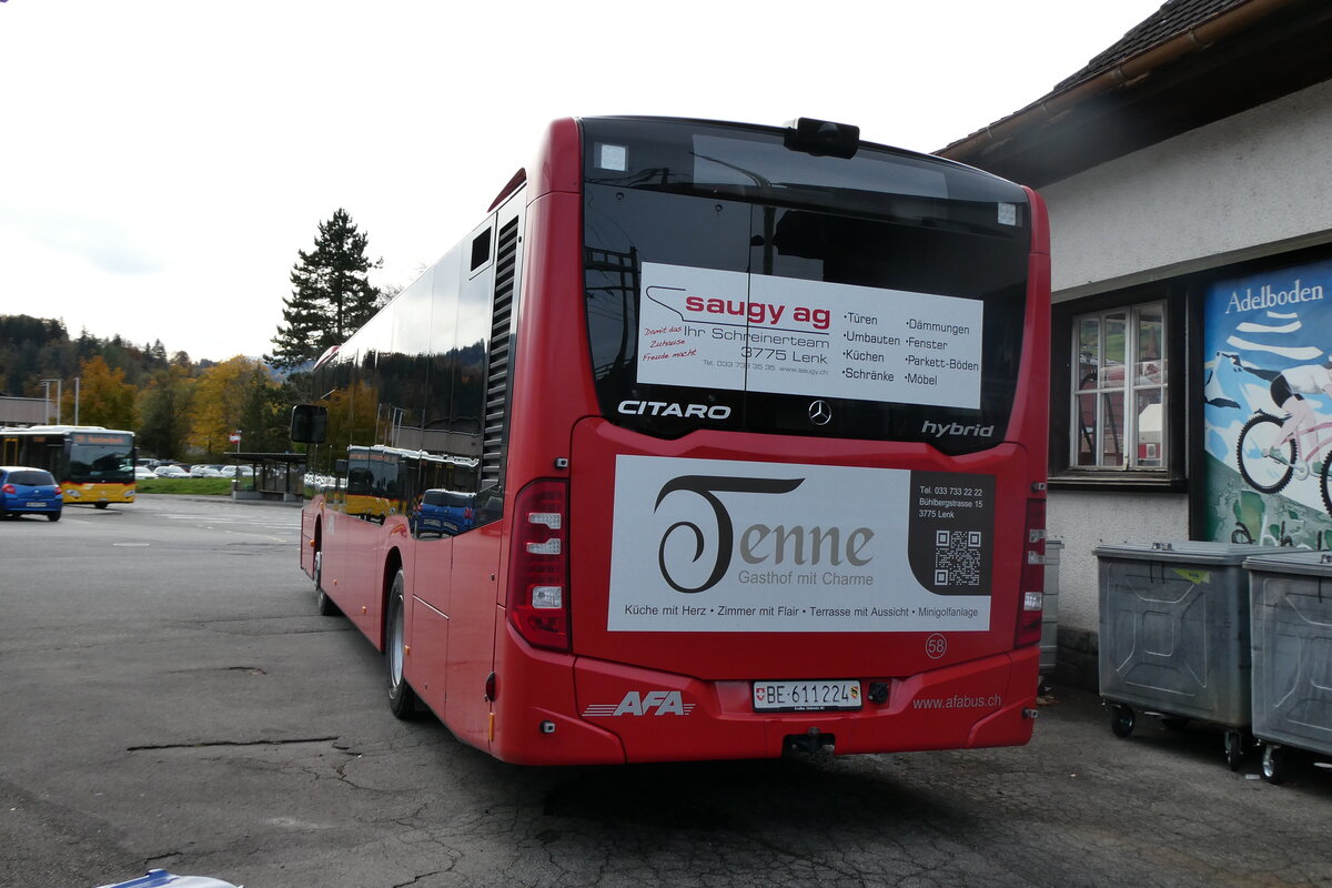 (281'935) - AFA Adelboden - Nr. 58/BE 611'224 - Mercedes am 31. Oktober 2025 beim Bahnhof Frutigen