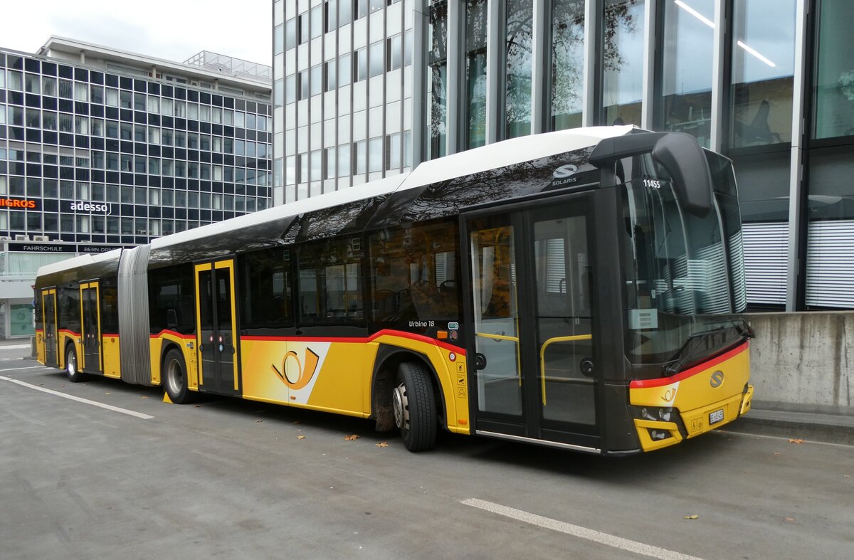 (282'049) - PostAuto Bern - Nr. 11'455/BE 603'455/PID 11'455 - Solaris am 1. November 2025 in Bern, Postautostation