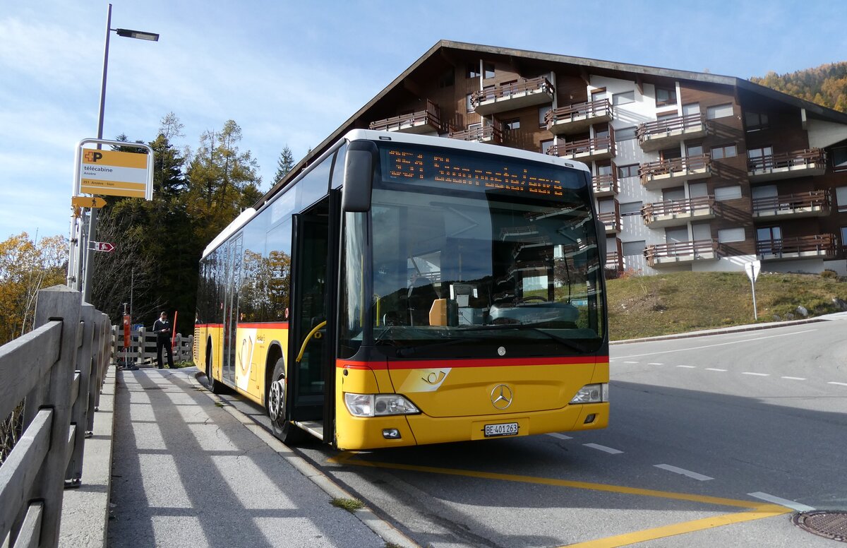 (282'078) - PostAuto Bern - BE 401'263/PID 5417 - Mercedes (ex BE 610'544; ex BE 538'988; ex BE 637'781) am 6. November 2025 in Anz�re, T�l�cabine