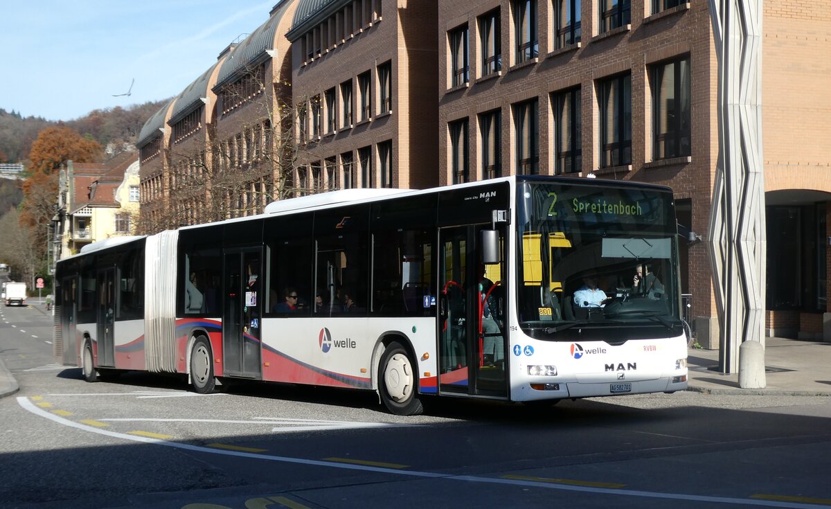 (282'330) - RVBW Wettingen - Nr. 194/AG 582'701 - MAN (ex Inderm�hle, Rekingen) am 11. November 2025 beim Bahnhof Baden