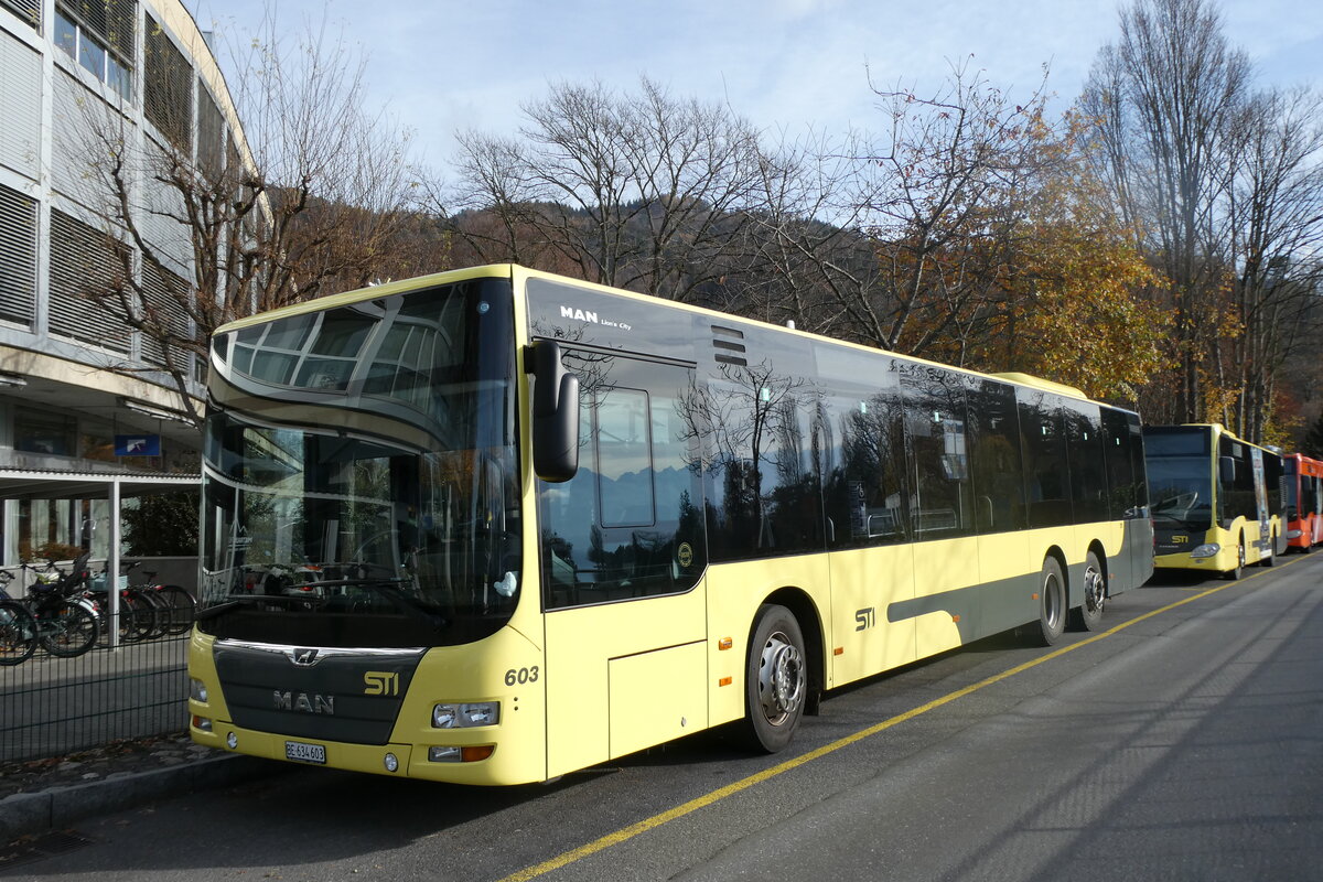 (282'500) - STI Thun - Nr. 603/BE 634'603 - MAN am 19. November 2025 bei der Schiffl�ndte Thun