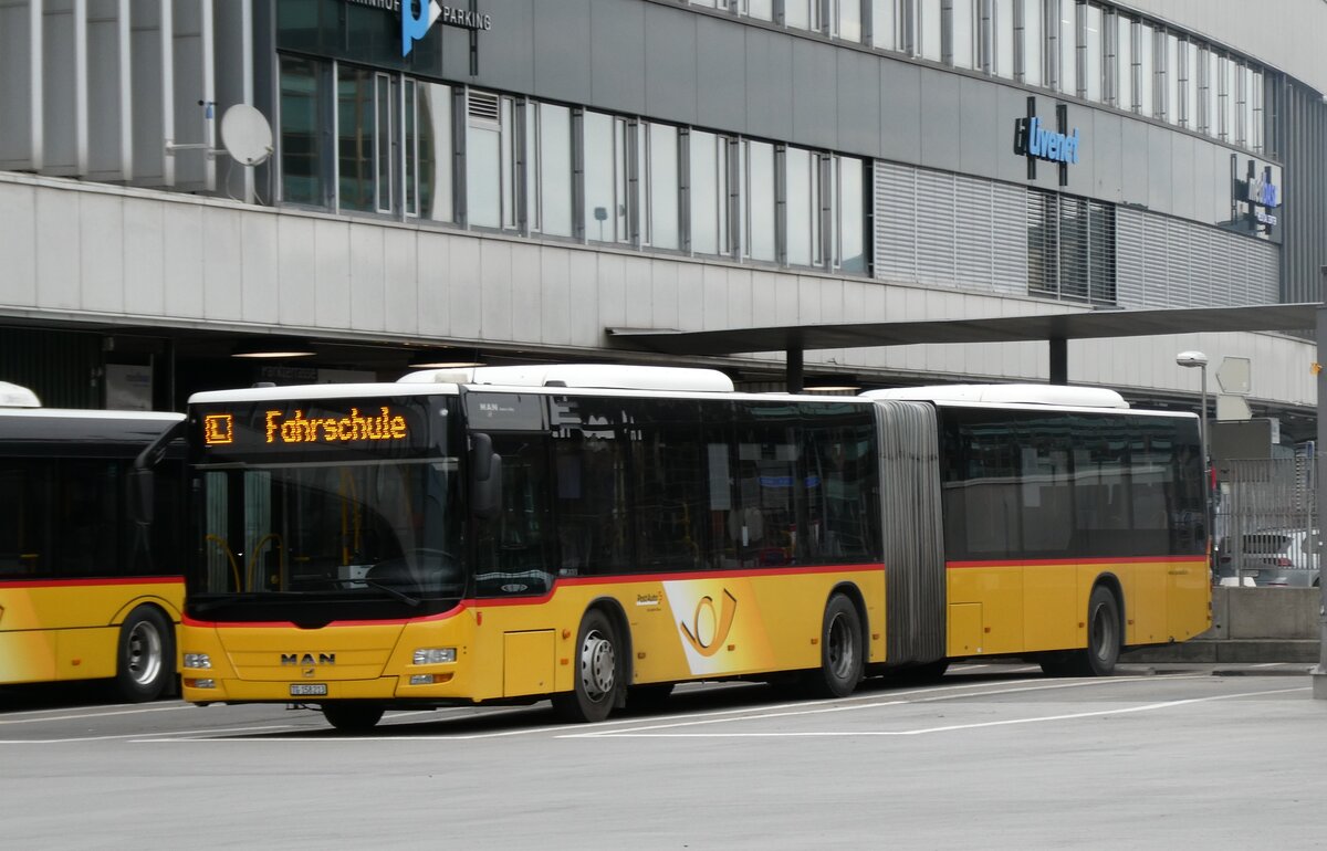(282'757) - PostAuto Ostschweiz - TG 158'213/PID 4818 - MAN (ex PostAuto Graub�nden; ex PostAuto Ostschweiz SZ 68'458; ex PostAuto Ostschweiz SZ 44'040; ex Kistler, Reichenburg) am 4. Dezember 2025 in Bern, Postautostation