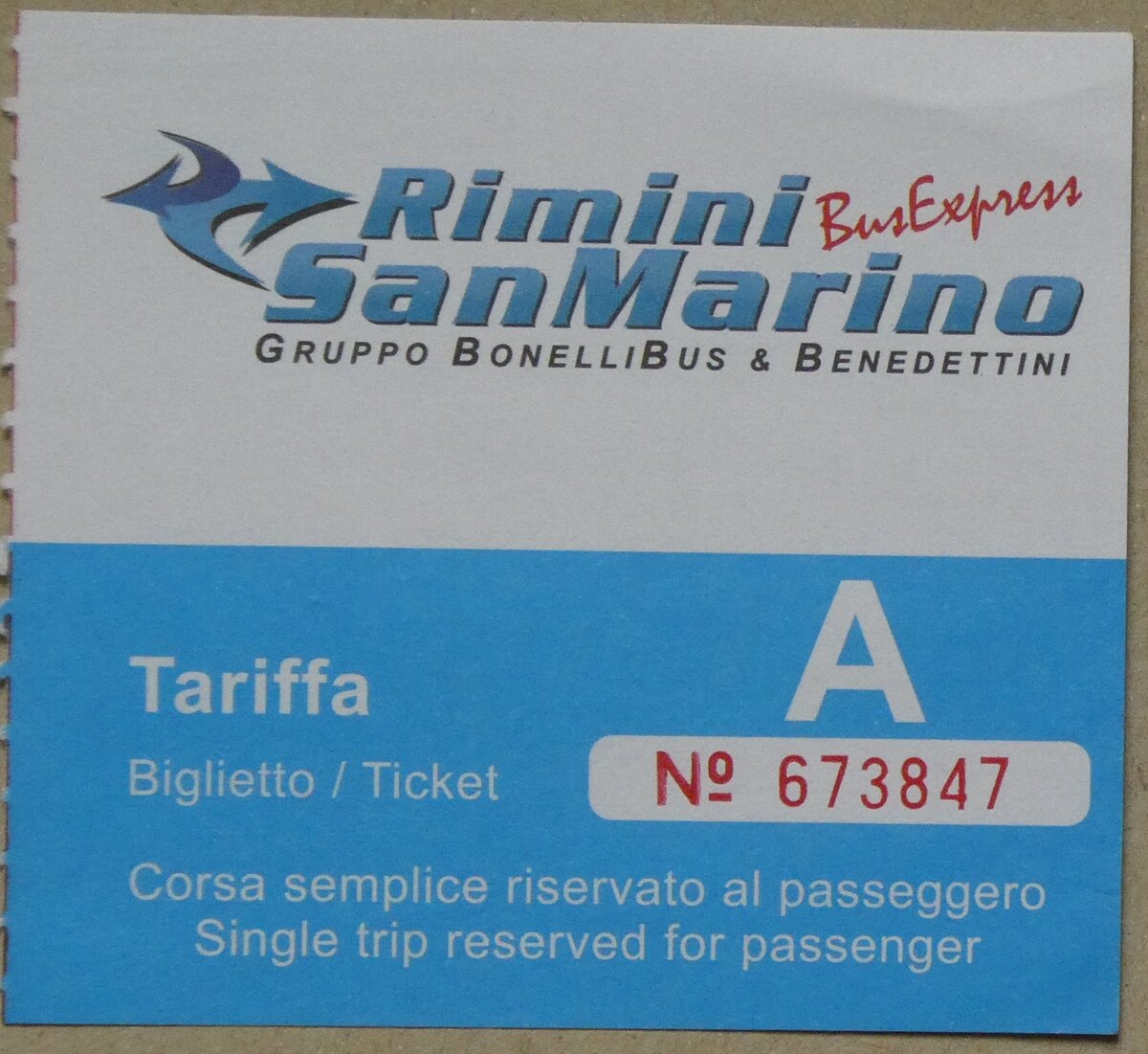 (283'525) - Aus San Marino: Benedettini/Bonelli-Einzelbillet vom 25. September 2015 am 27. Dezember 2025 in Thun 