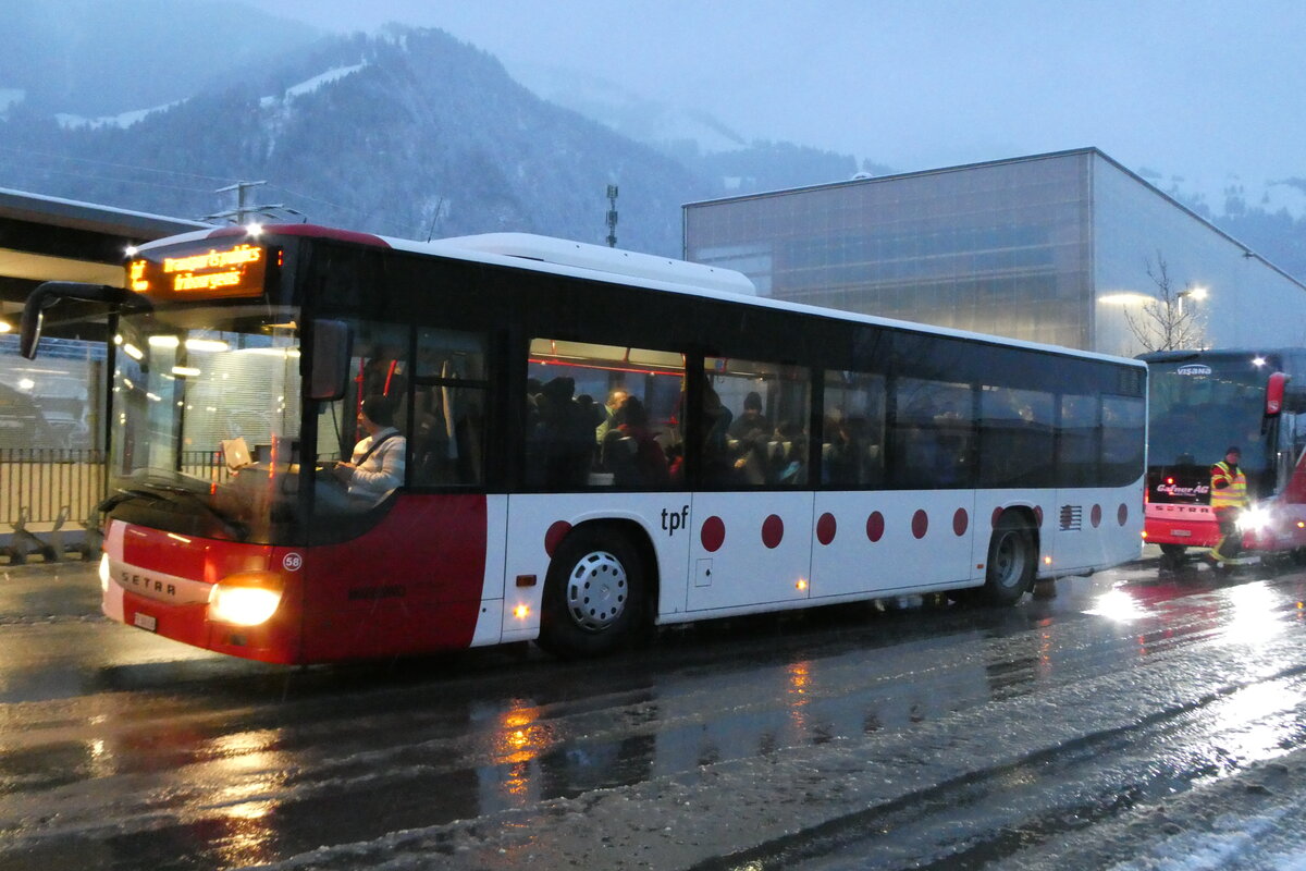 (283'782) - Wieland, Murten - Nr. 58/FR 300'636 - Setra am 10. Januar 2026 beim Bahnhof Frutigen