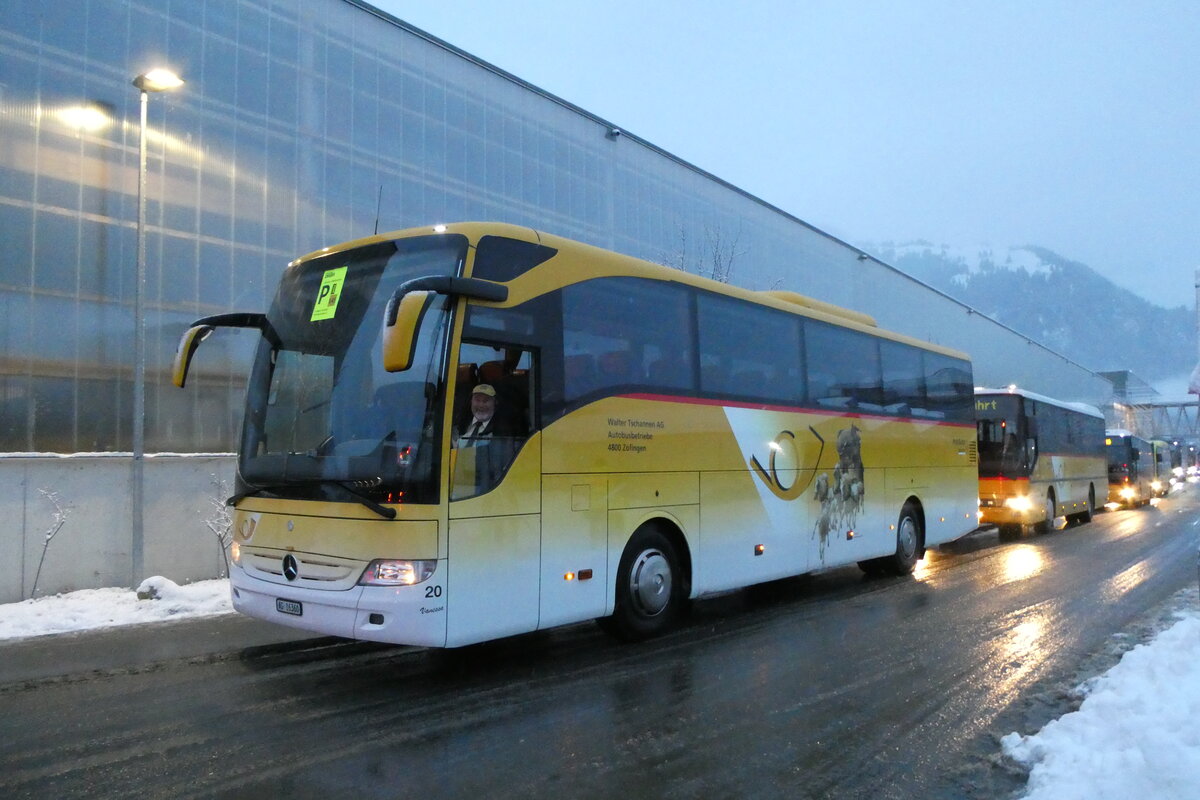 (283'788) - Tschannen, Zofingen - Nr. 20/AG 16'360 - Mercedes am 10. Januar 2026 beim Bahnhof Frutigen