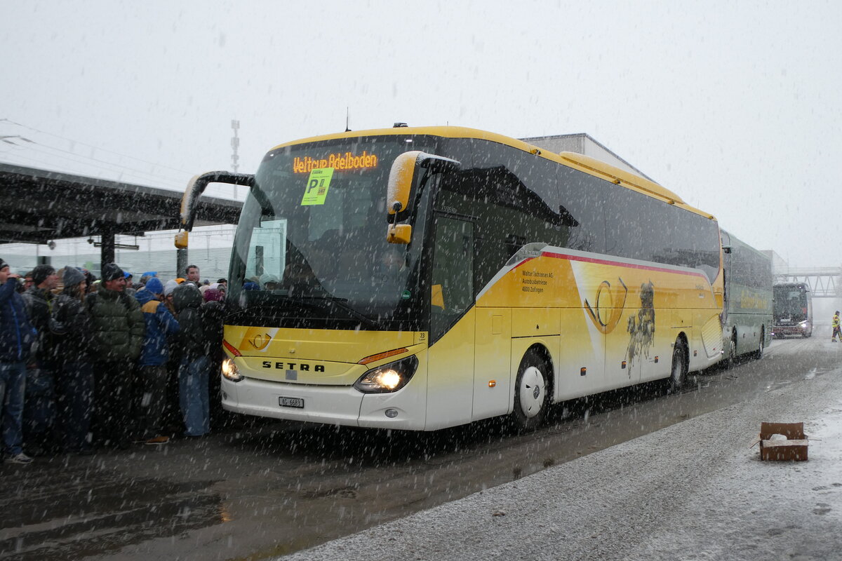 (283'861) - Tschannen, Zofingen - Nr. 23/AG 6683 - Setra (ex Slovak Lines, SK-Bratislava; ex Vorf�hrwagen EvoBus, D-Mannheim) am 10. Januar 2026 beim Bahnhof Frutigen