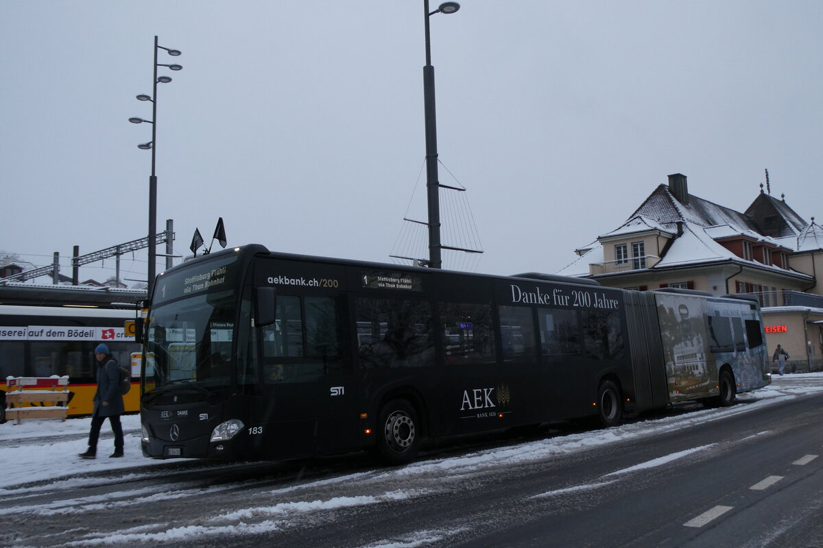 (284'124) - STI Thun - Nr. 183/BE 804'183 - Mercedes am 10. Januar 2026 beim Bahnhof Spiez