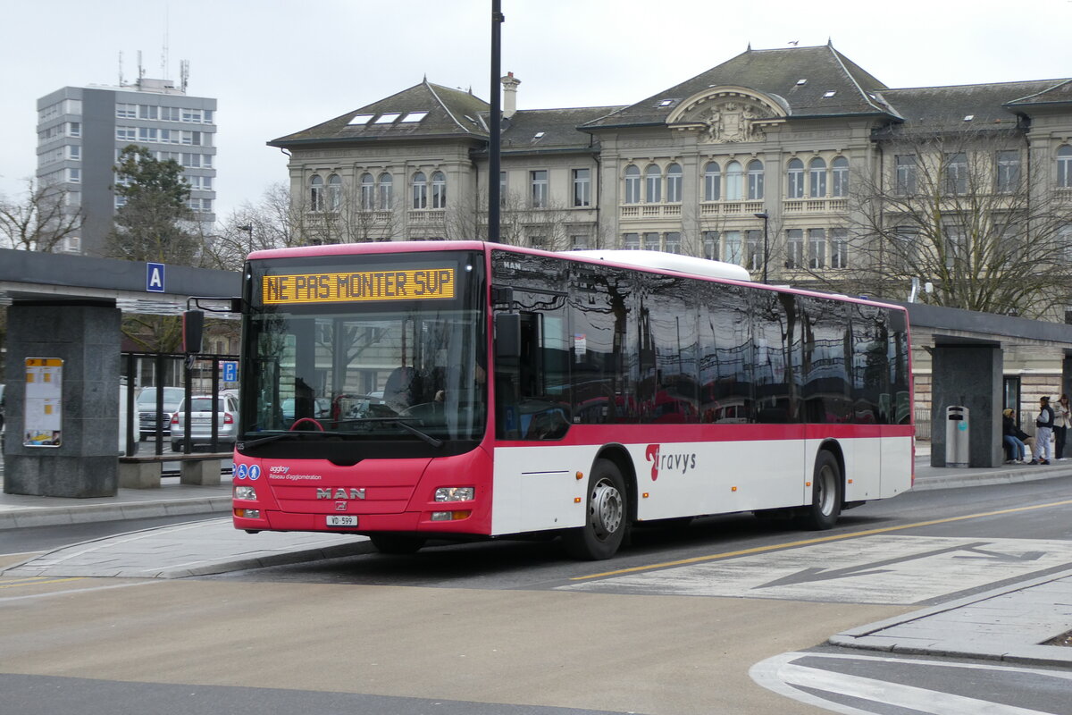 (284'513) - TRAVYS Yverdon - Nr. 225/VD 599 - MAN am 31. Januar 2026 beim Bahnhof Yverdon