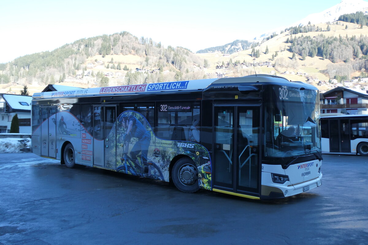 (284'566) - EAB Engelberg - Nr. 2/OW 10'224 - Scania am 3. Februar 2026 in Engelberg, Talstation Titlis