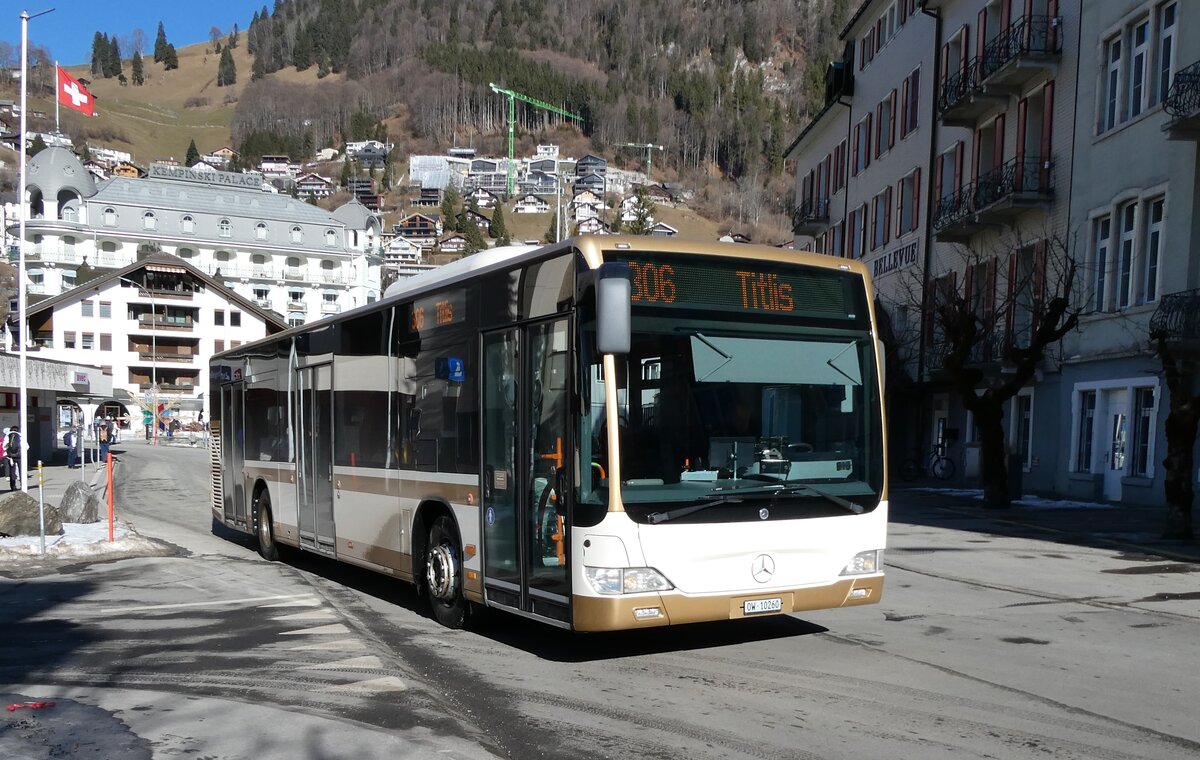 (284'590) - EAB Engelberg - Nr. 6/OW 10'260 - Mercedes (ex AAGS Schwyz Nr. 39) am 3. Februar 2026 beim Bahnhof Engelberg