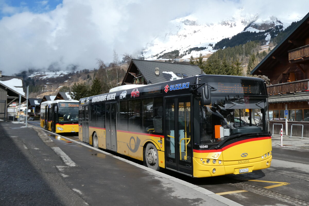 (285'158) - PostAuto Bern - BE 836'434/PID 10'340 - Solaris (ex Nr. 581) am 1. M�rz 2026 beim Bahnhof Les Diablerets