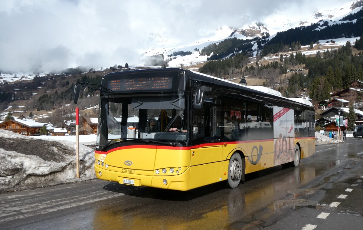 (285'160) - PostAuto Bern - BE 836'434/PID 10'340 - Solaris (ex Nr. 581) am 1. M�rz 2026 in Les Diablerets, Kongresszentrum Claude Nicollier