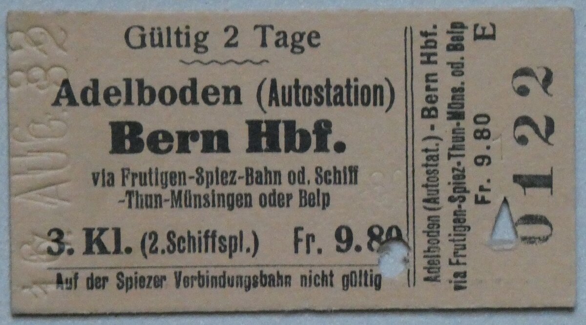 (285'174) - AFA-Einzelbillet vom 17. August 1932 am 2. M�rz 2026 in Thun