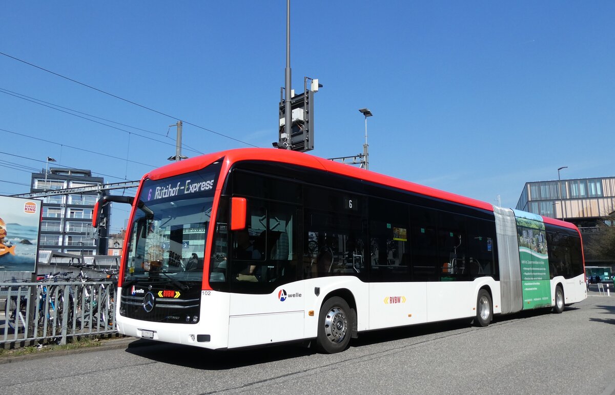 (285'536) - RVBW Wettingen - Nr. 102/AG 228'163 - eMercedes am 19. M�rz 2026 beim Bahnhof Baden