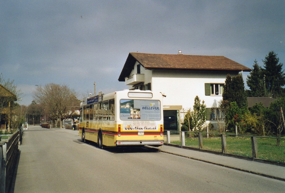 (AF 11) - Aus dem Archiv: STI Thun - Nr. 35/BE 443'835 - Volvo/R&J (ex SAT Thun Nr. 35) am 27. M�rz 2004 in Thun-Lerchenfeld, Endstation