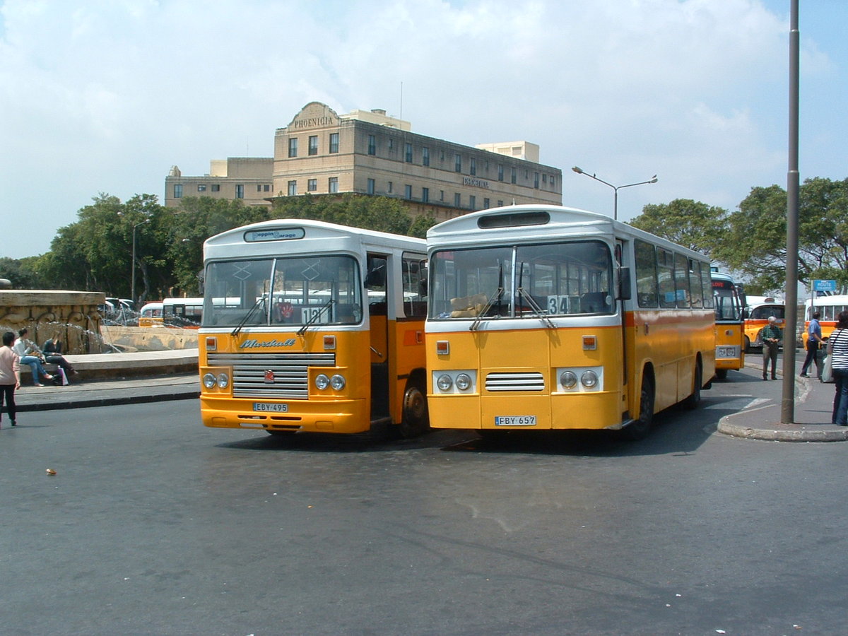 EBY 495 & FBY 657 (Formerly Y-0495 & Y-0657)

Both these vehicles are 1981 Bedford YMQs, fitted with Marshall B49F bodies and new to Norfolk County Council Education Department in the UK.

City Gate Terminus, Valletta, Malta 29th April 2010.