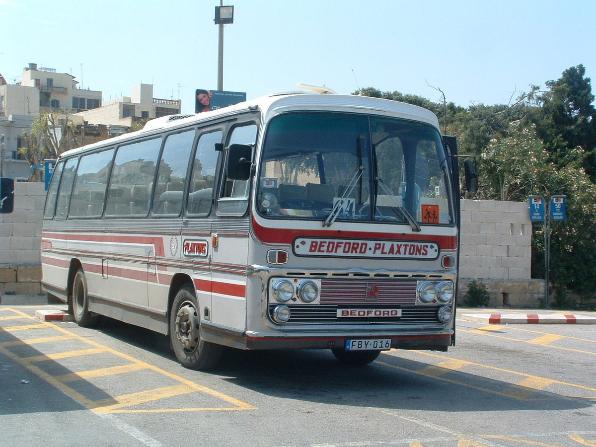 FBY 016
1974 Bedford YRQ
Plaxton Elite C45F
New to Armstrong, Ebchester, County Durham UK, registered UUP 2N

Photographed 26th May 2011 in Victoria (Rabat), Gozo.