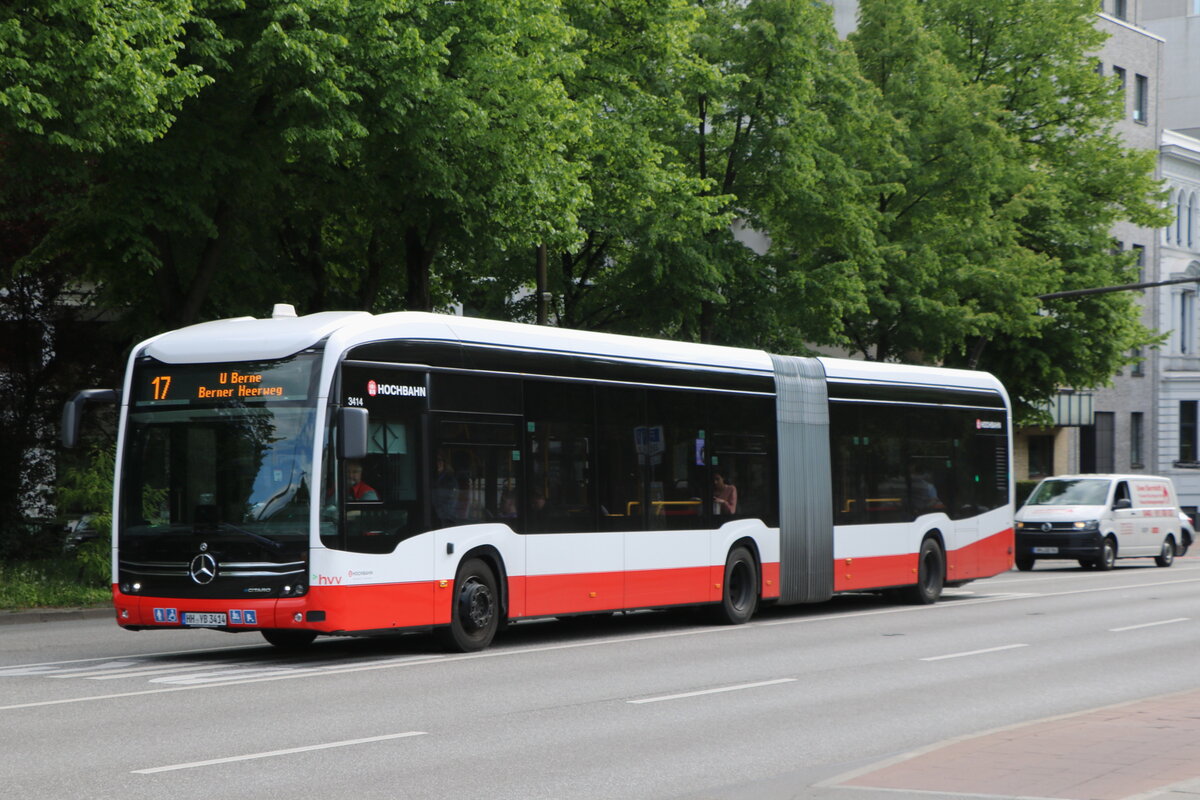 HHA Hamburg - Nr. 3414/HH-YB 3414 - eMercedes am 8. Mai 2025 in Hamburg, Mundsburger Damm (Aufnahme: Martin Beyer)