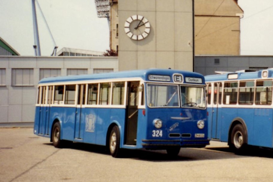 (MD459) - Aus dem Archiv: VBZ Z�rich - Nr. 324/ZH 66'324 - FBW/T�scher (ex Privat; ex VBZ Z�rich Nr. 324) im August 1997 in Z�rich, Garage Hardau