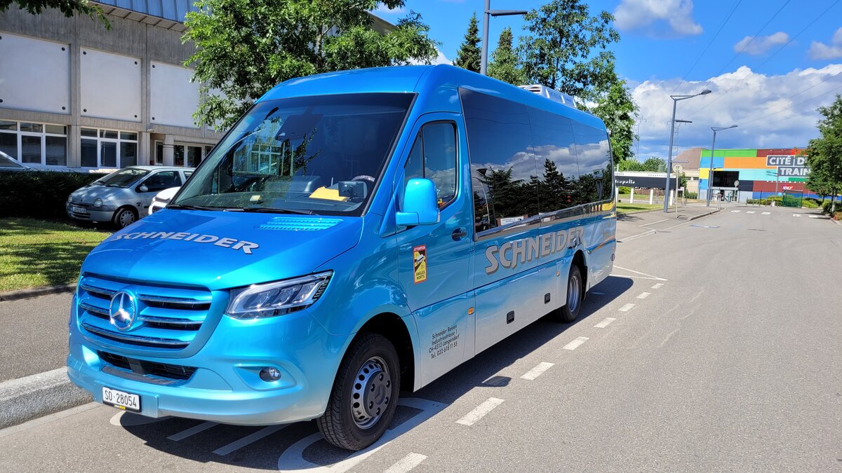 Mercedes-Benz Sprinter, Aufbau GERBUS, SO 28054, in Mulhouse/F, Cit� du Train, Schneider Reisen und Transport AG, Langendorf, Aufgenommen am 25. Mai 2022. 