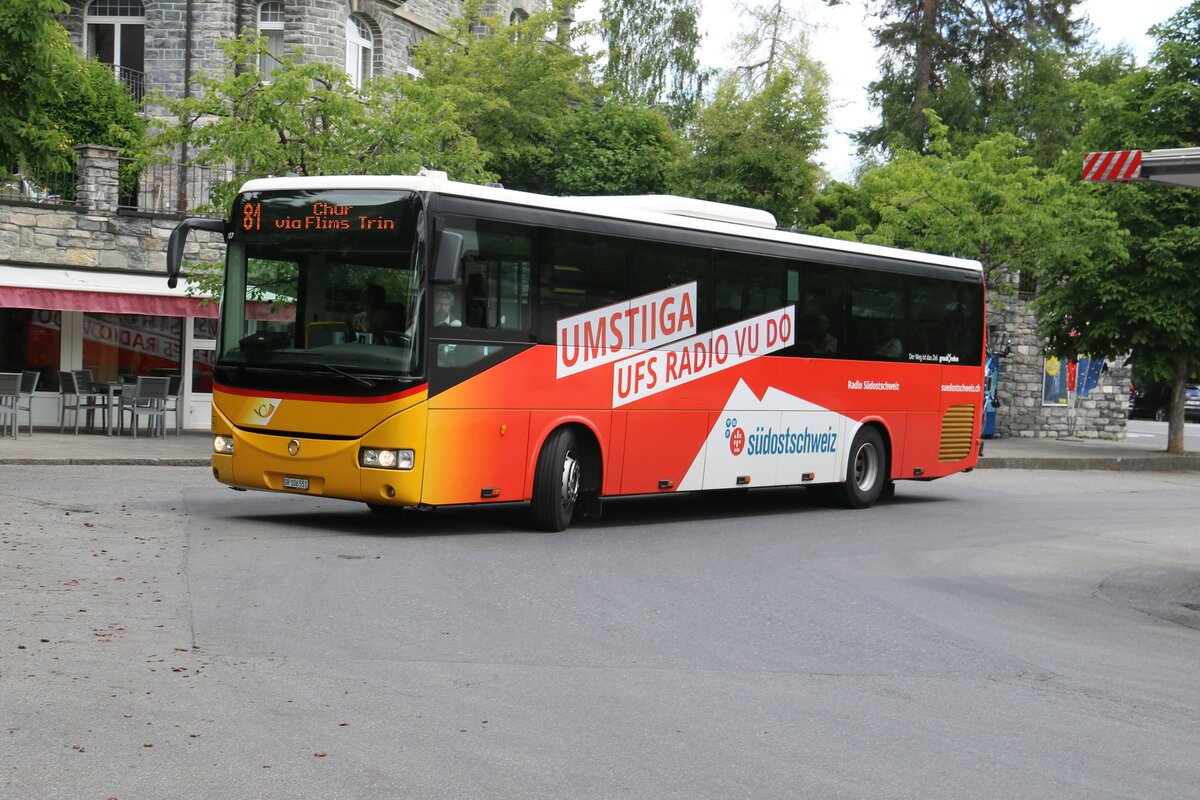 PostAuto Graub�nden - GR 106'551/PID 5107 - Irisbus am 8. Juli 2023 in Flims (Aufnahme: Martin Beyer)