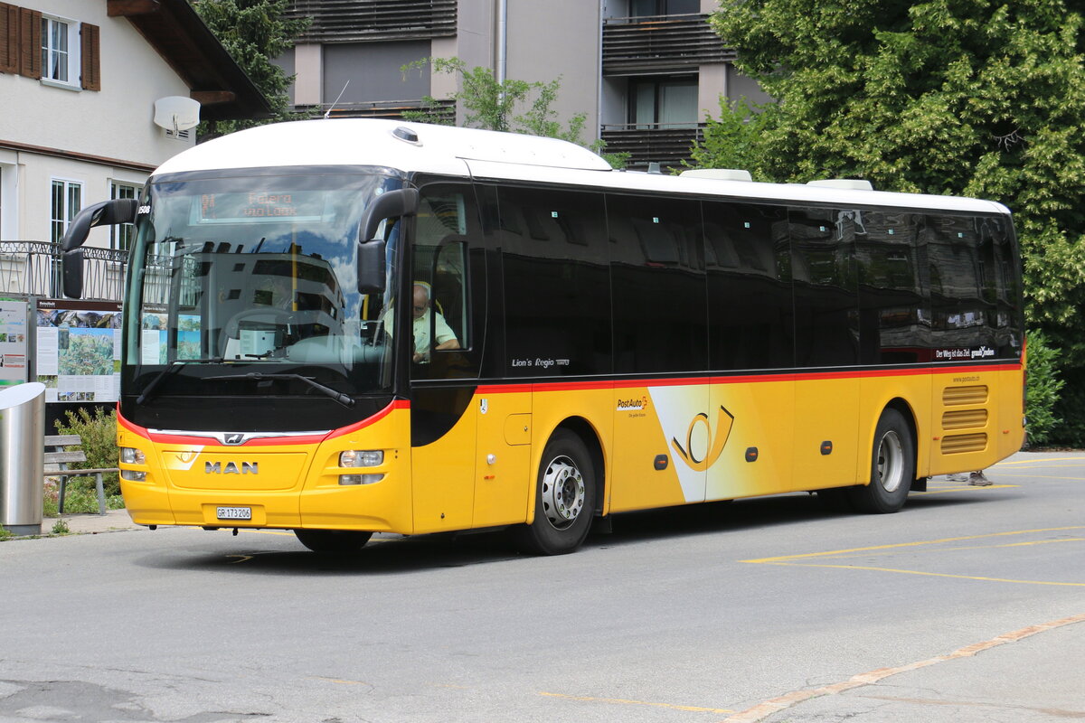 PostAuto Graub�nden - GR 173'206/PID 10'508 - MAN am 8. Juli 2023 in Flims (Aufnahme: Martin Beyer)