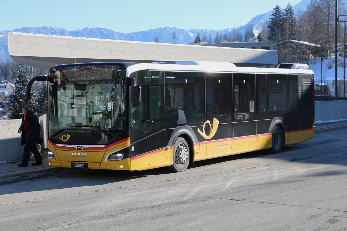 PostAuto Graub�nden - GR 184'613/PID 11'929 - MAN am 13. Januar 2025 in Flims (Aufnahme: Martin Beyer)