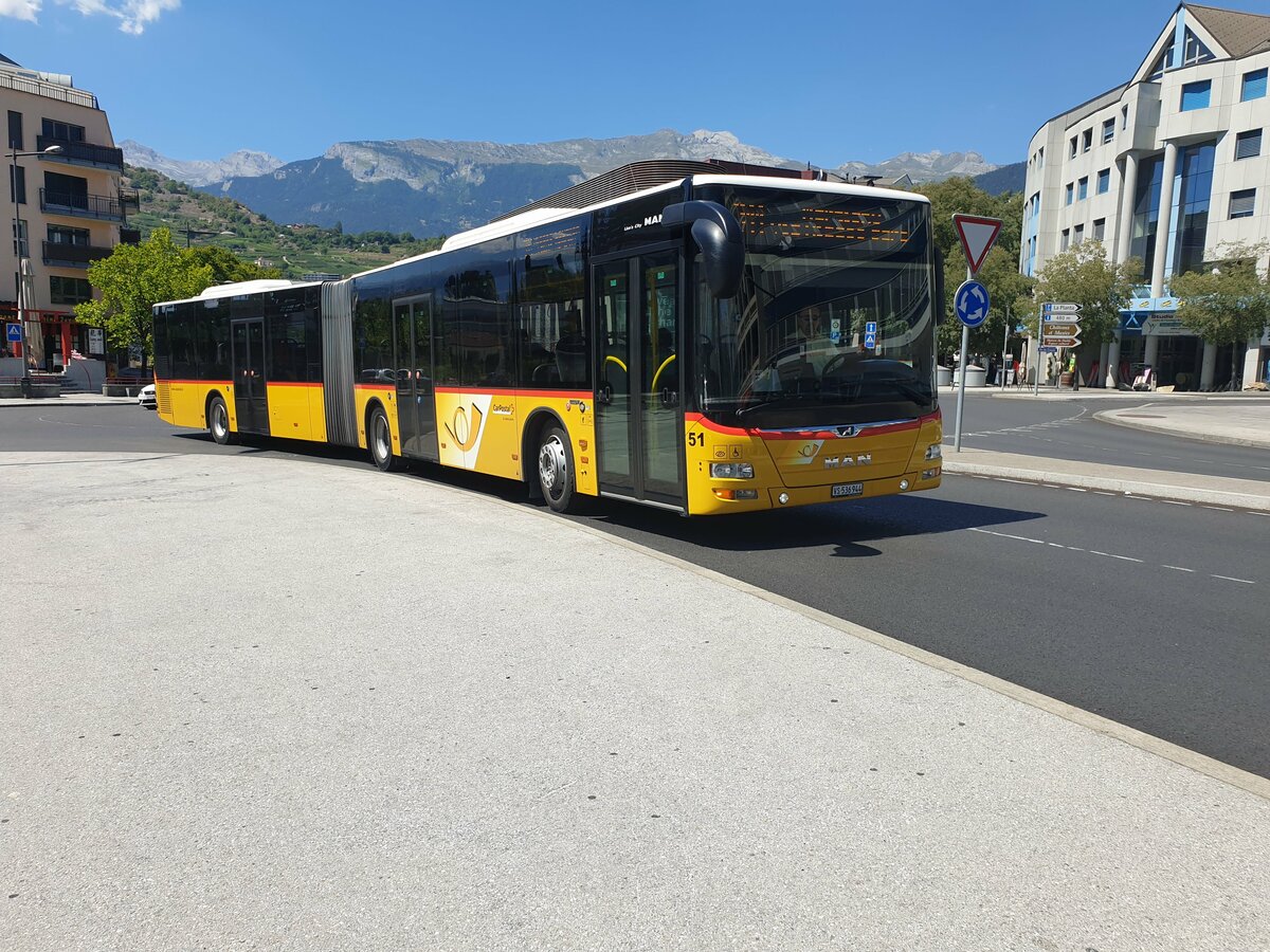 Postauto Wallis - Nr. 51/VS 536'944 - PID 10681 - (Ex TMR Martigny) - MAN le 1 ao�t 2022 � Sion, gare