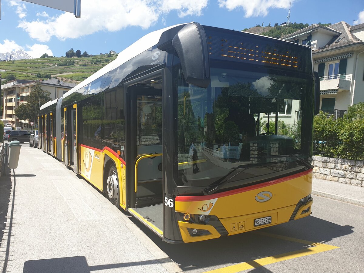 Postauto Wallis - Nr. 56/VS 522'959 - PID 11629 - Solaris le 21 juin 2022 � Sion, Vieux-Moulin