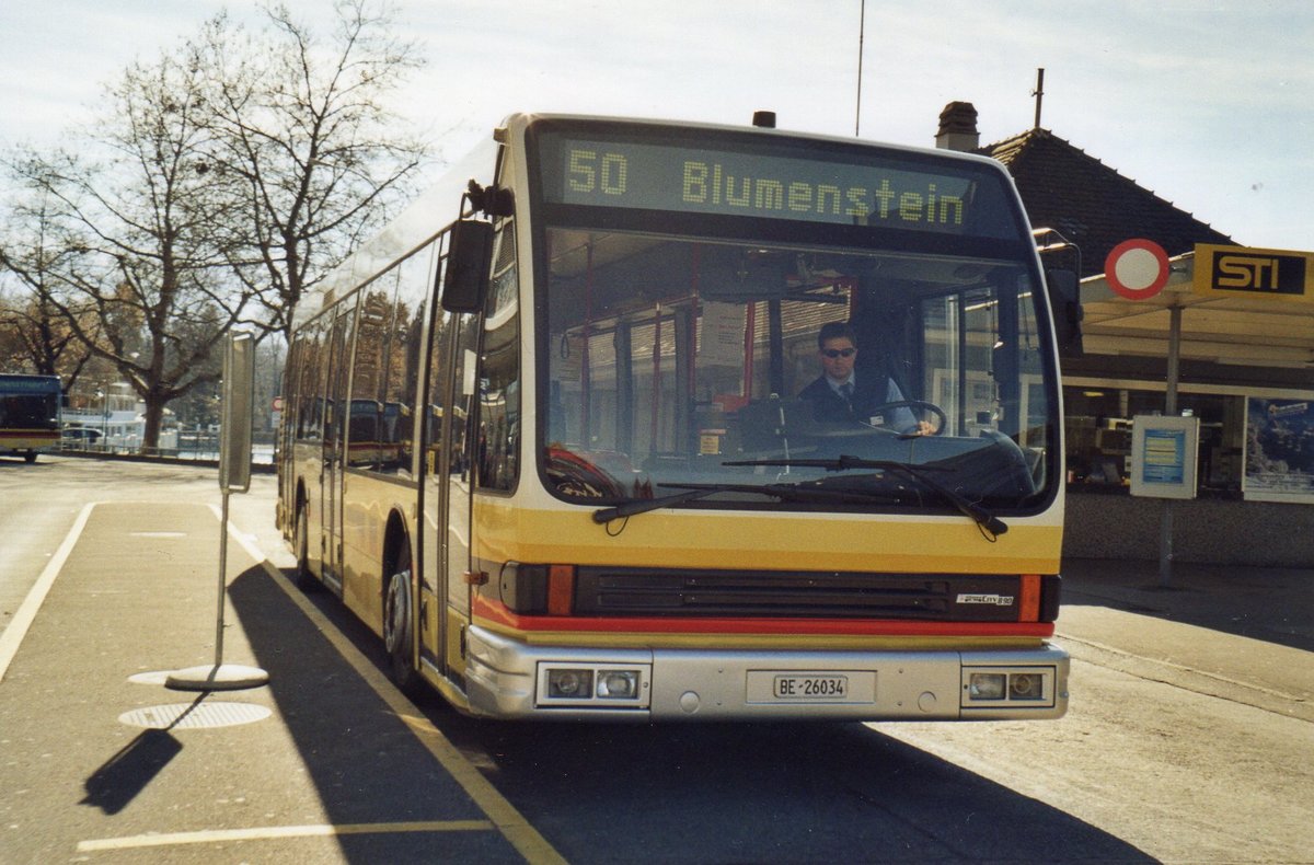 (R 4135) - Aus dem Archiv: STI Thun - Nr. 8/BE 26'034 - Den Oudsten (ex TSG Blumenstein Nr. 8) am 13. M�rz 2005 beim Bahnhof Thun
