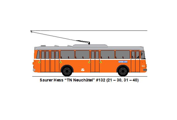 TN Neuch�tel - Nr. 132 - Saurer/Hess Trolleybus (ex Nr. 32)