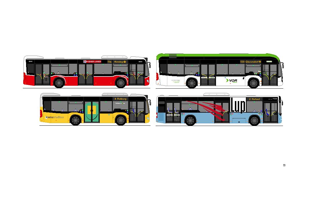 Wiener Linien - Mercedes Benz Citaro C2 + VOR Wien - Mercedes Benz eCitaro + Stadtbus, Krems - Mercedes Benz Citaro K C2 + LUP St. P�lten - MAN Lion's City NL 