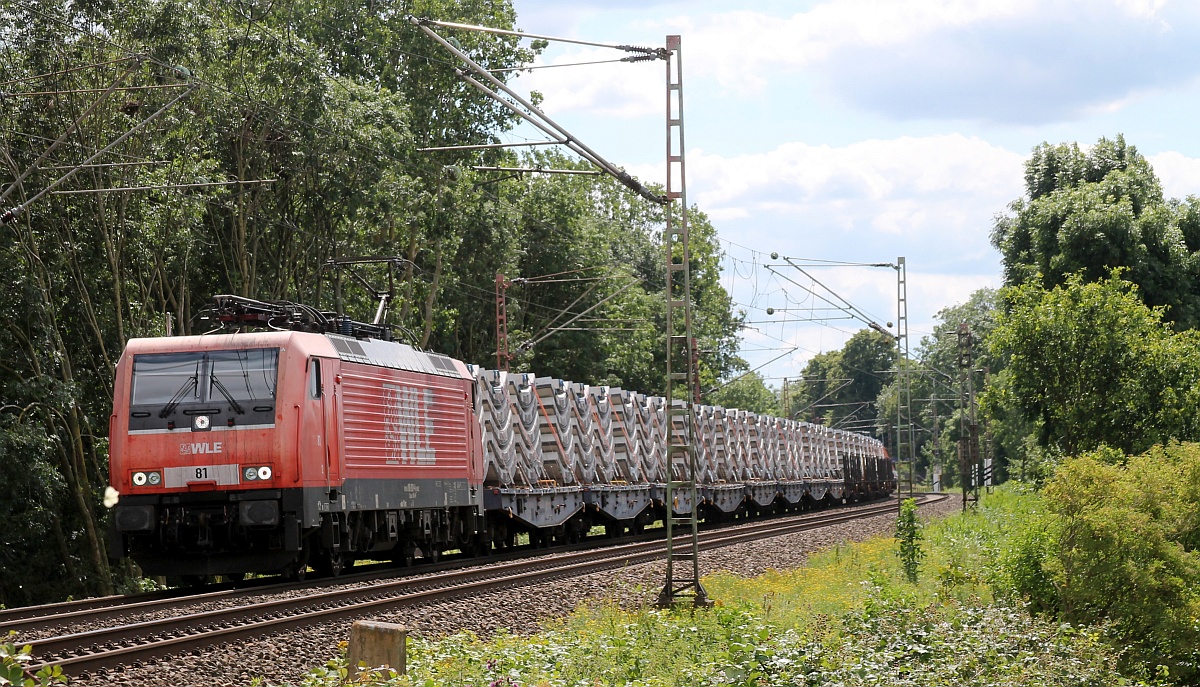 WLE 81  189 801-4 mit Tunnelbauteilen f�r D�nemark Dreye 12.07.2020 