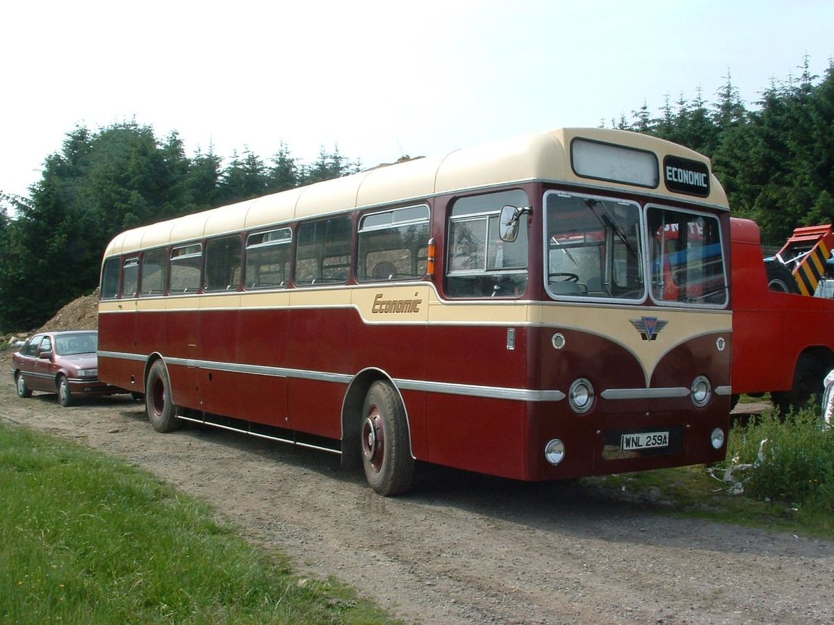 WNL 259A
1962 AEC Reliance
Plaxton Highway B55F
New to Wilson, Whitburn, England trading as Economic Bus Services, registered 8031 PT and carrying fleet number 5.

Photograph taken near Tow Law on 30th November 2012.
