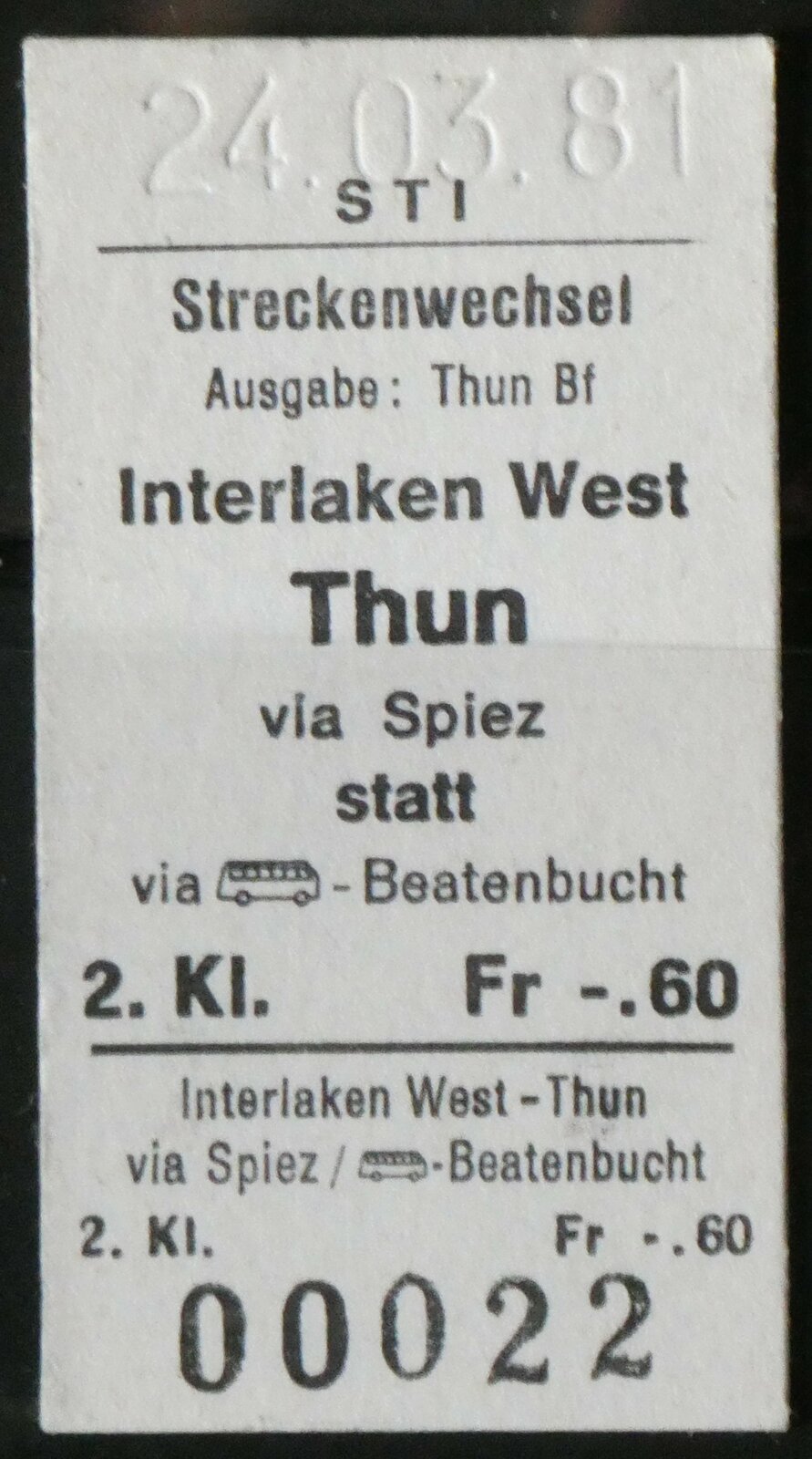 (259'267) - STI-Streckenwechsel vom 24. M�rz 1981 am 11. Februar 2024 in Thun
