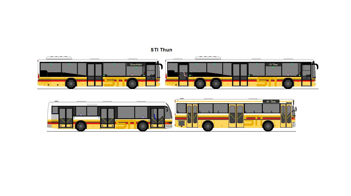 STI Thun - Nr. 9/BE 36'720 - Setra S 315 NF (ex AvH Heimenschwand Nr. 9) + Setra S 319 NF + Nr. 8/BE 26'034 - Den Oudsten Alliance (ex TSG Blumenstein Nr. 8) + Mercedes Benz/R&J