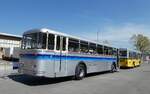 (286'103) - Borer, Neuhausen - SH 12'578 - Saurer/T�scher (ex Sch�ttler, D-K�ln; ex Braun, D-M�nster; ex Schmid, Hemishofen; ex Br�tsch, B�ttenhard; ex ASS Schleitheim Nr. 8) am 11. April 2026 in Schaffhausen, Regionalbusgarage VBSH