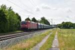 185 382-8 mit Inofrightschüttgutwagen in Thüngersheim gen Karlstadt fahrend am 29.5.2025  