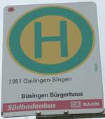 (173'952) - S�dbadenbus/DB-Haltestellenschild - B�singen, B�rgerhaus - am 20.